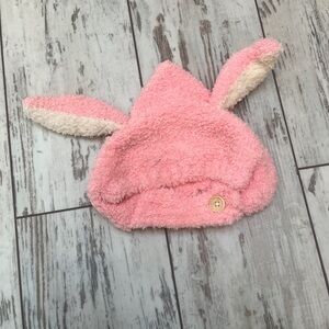 Infant Toddler Fuzzy Bunny Ear Hat – Pink and White Unisex Plush Winter Cap